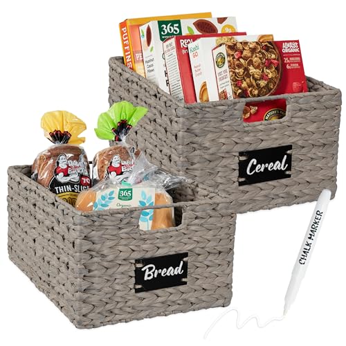Pantry Baskets Set of 2 16x12in Water Hyacinth Storage Baskets (2 Count)