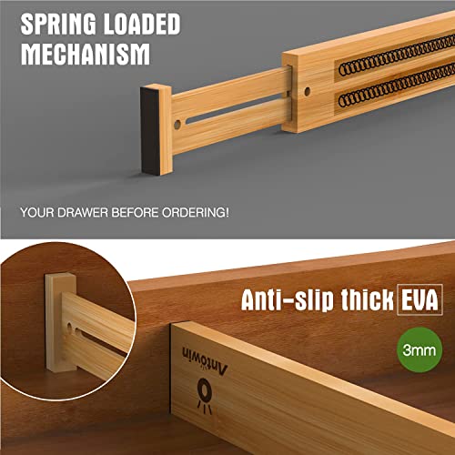4 Pcs Expandable Bamboo Drawer Dividers (2 Count)