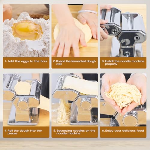 3-in-1 Pasta Maker Machine - 9 Thickness Stainless Steel Roller
