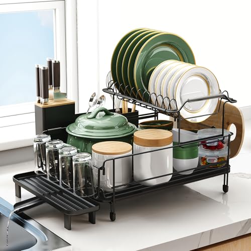 Large 2 Tier Dish Drying Rack for Kitchen Counter