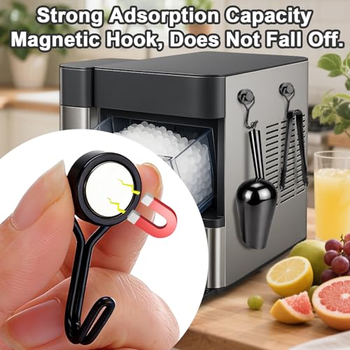 Stainless Steel Ice Scoop for Freezer with Magnetic Hook & Ice Tongs