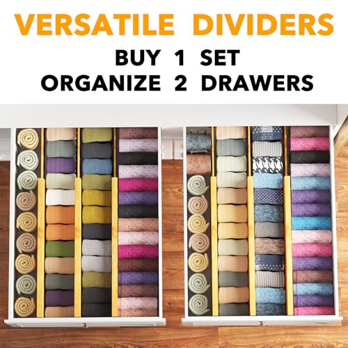 Bamboo Dresser Drawer Dividers 6 Pack (6 Count)