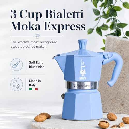 Moka Express 3 Cup Light Blue & Almond Ground Coffee Gift Set (3 Count)