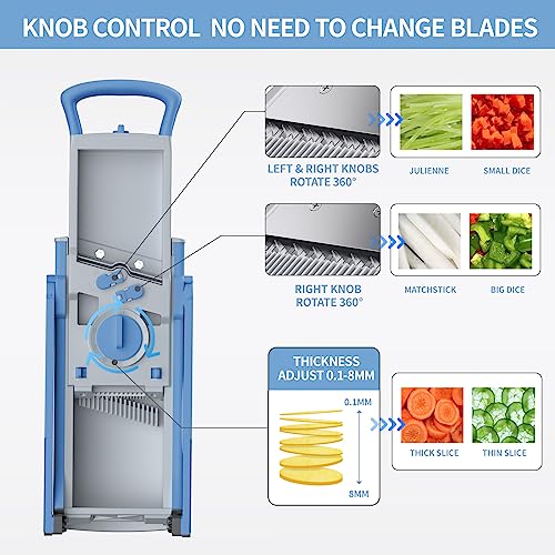Safe Mandoline Slicer Pro for Kitchen with Spiral Shredder 7 in 1