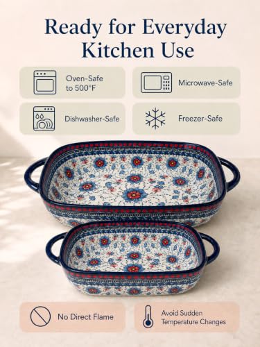 2 Piece Polish Pottery Style Ceramic Baking Dish Set (2 Count)