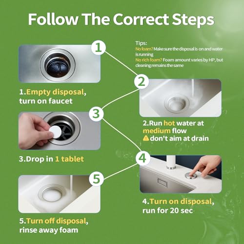 Garbage Disposal Cleaner and Deodorizer Tablets 20g 1 Year Supply Citrus Foaming Tablets for Garbage Disposal (12 Count)