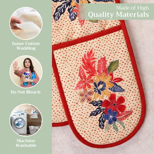 Double Oven Mitts 100% Cotton Double Oven Glove