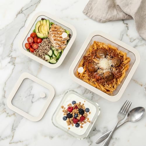 Glass Food Container Set with Glass Lid (3 Count)