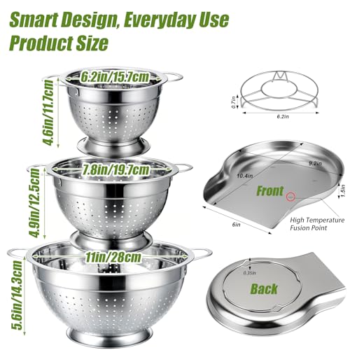 Stainless Steel Colander Set with Handles & Self
