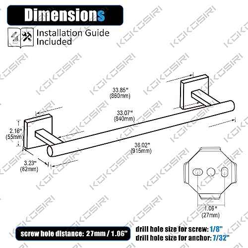 Bathroom Towel Bar 36'' Towel Holder for Bath Kitchen Wall Mount Towel Rails 36 Inch Champagne Bronze Stainless Steel B4005CPG
