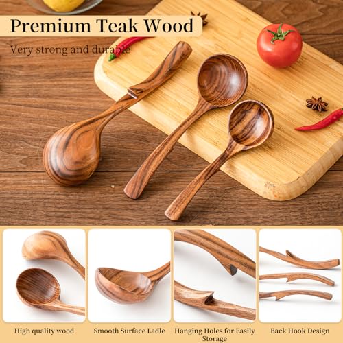 3 Size Wooden Soup Ladles Set (3 Count)