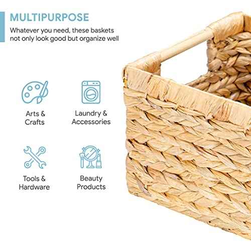 Natural Water Hyacinth storage basket with Handle (3 Count)