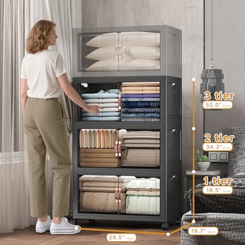 504QT Stackable Storage Bins with Lids (3 Count)