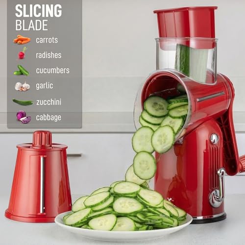 Rotary Cheese Grater Manual Hand Crank 5 Blade Shredder