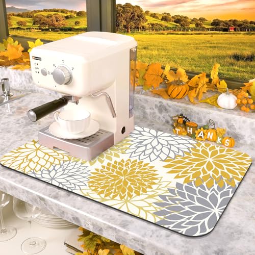 2PCS 12" x 20" Fall Dish Drying Mat & 24" x 5.5" Sink Splash Guard (2 Count)