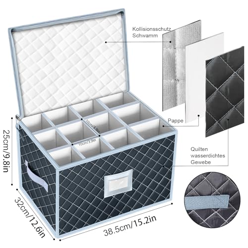Wine Glass and Mug Storage Box with Dividers (2 Count)