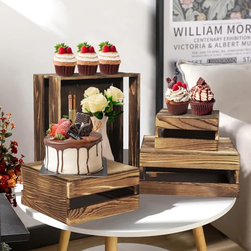 4 Pcs Buffet Risers with Mini Signs