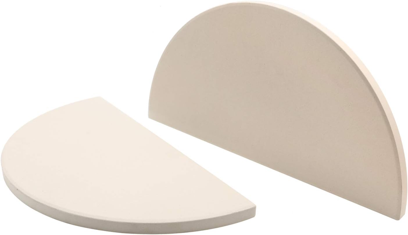 BBQ Future Ceramic Heat Deflector Plates for Kamado Joe Classic I, II, III，Half-Moon 2-Pack, White - Culinary Roots