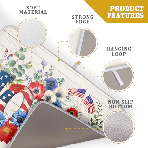 American Flag Dish Drying Mat Home Flowers Absorbent Dishes Pad for Kitchen Counter 18 X 24 In