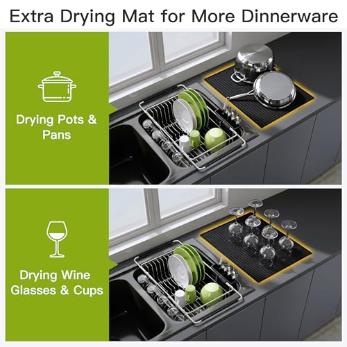 in Sink Dish Drying Rack with Mat