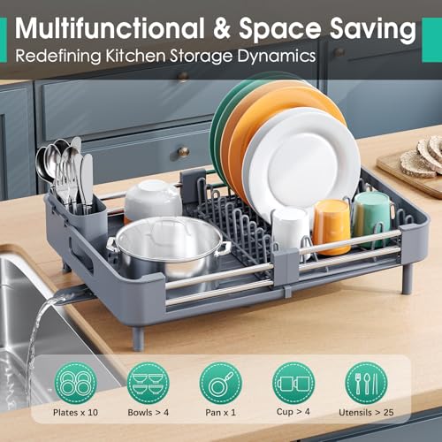 Expandable Dish Drying Rack for Kitchen Counter