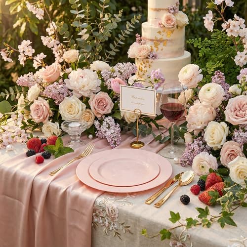60PCS Pink Plastic Plates (60 Count)