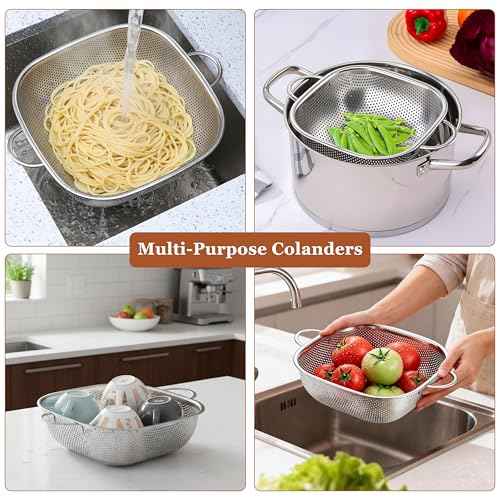 4QT Square Stainless Steel Colander