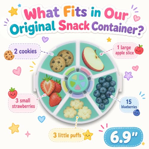 Kids Reusable Rotating Snack Container with 5 Separate Compartments
