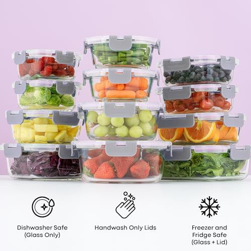 24pc Borosilicate Glass Storage Containers with Lids (12 Count)