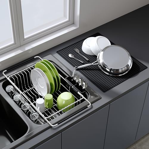 in Sink Dish Drying Rack with Mat