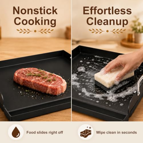 17" x 13" Nonstick Coated Cast Iron Grill Griddle