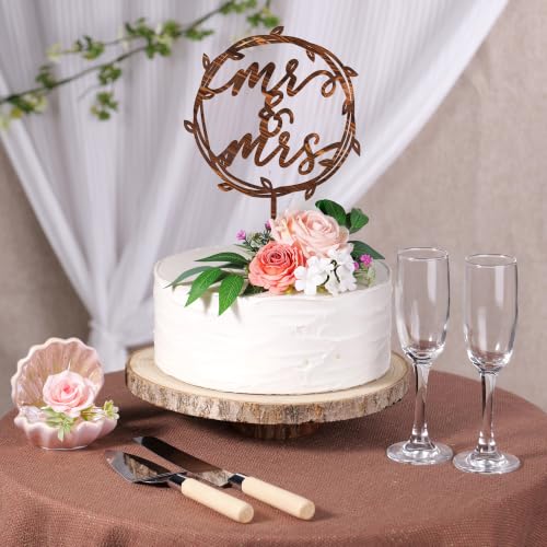 Mr & Mrs Wedding Cake Topper in Wood