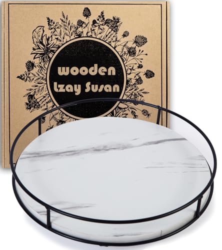 12 Inch White Wood Lazy Susan