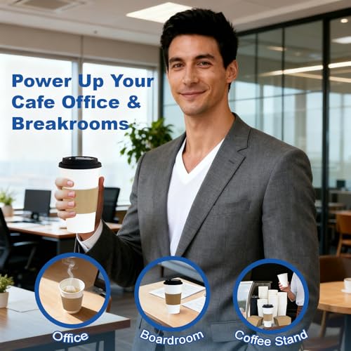 16 oz 100 Pack Coffee Cups with Lids and Sleeves (100 Count)