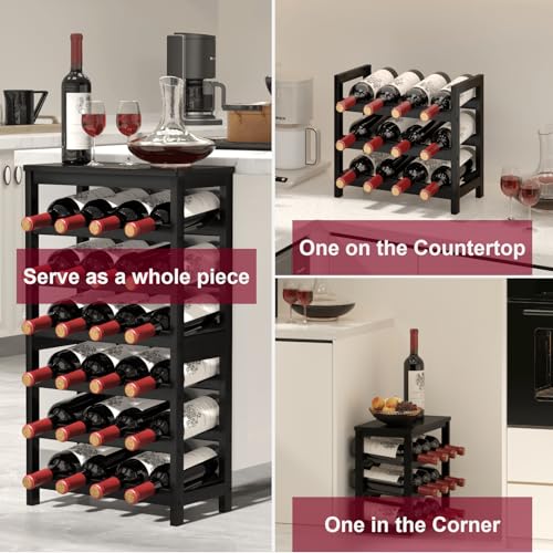 6 Tier Bamboo Wine Rack Freestanding Floor