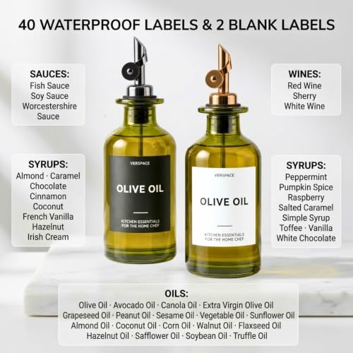 Green Glass Olive Oil Dispenser Bottles For Kitchen (2 Count)