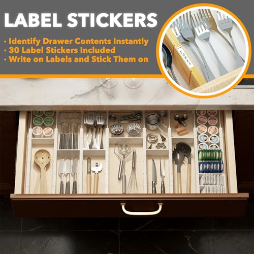 Bamboo Drawer Dividers with Inserts and Labels