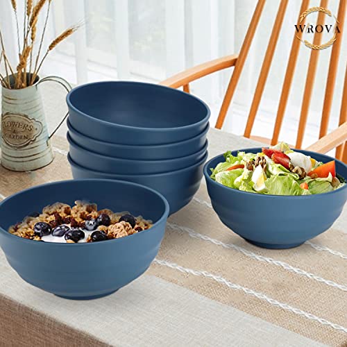 Wheat Straw Bowls Set 60 OZ Unbreakable Large Cereal Bowls Set of 6 Microwave and Dishwasher Safe Bowls Big Bowls for Camping and Party BPA Free Soup Bowl for Serving Oatmeal and Salad