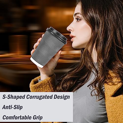 500 Pack 16 oz Insulated Disposable Coffee Cups With Lids (500 Count)