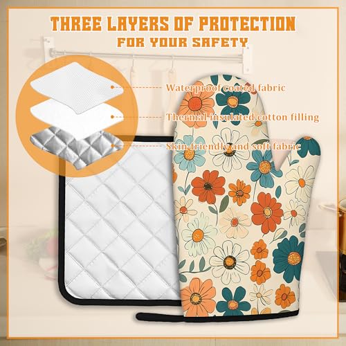Vintage Floral Oven Mitts and Pot Holders (4 Count)