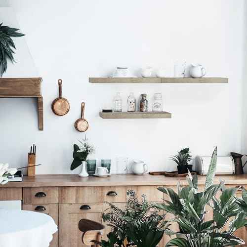 Floating Shelves for Grey Wood Shelf for Bedroom (3 Count)