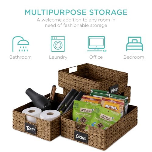 Set of 4 16x12in Large Water Hyacinth Pantry Baskets (4 Count)