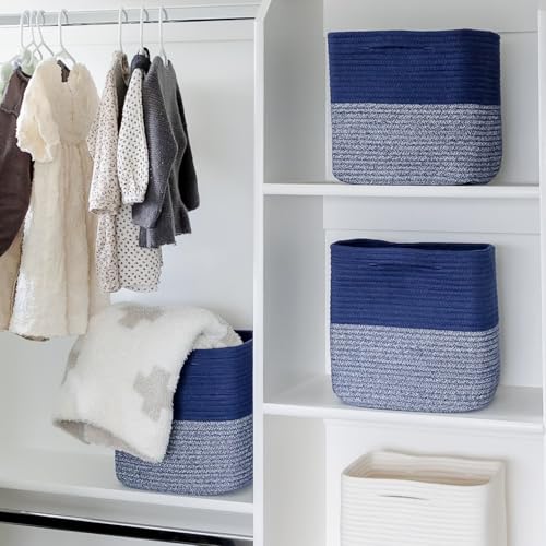 13 Inch Cube Storage Bins Cotton Rope Woven Baskets for Organizing 3 (3 Count)