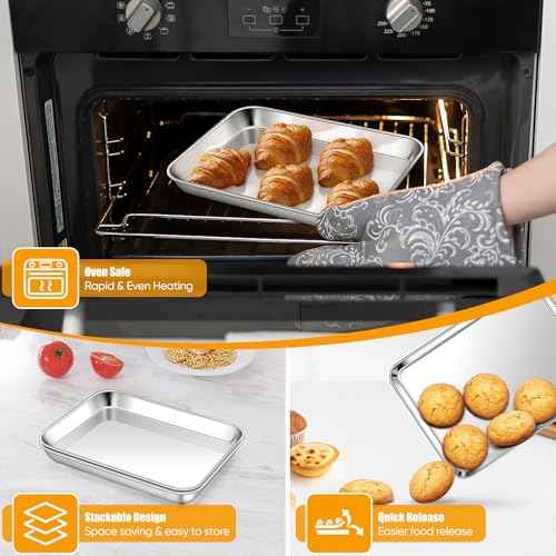 10x8 Inches Small Stainless Steel Baking Sheet Set of 4 (3 Count)