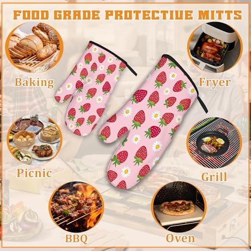 Cute Strawberry Oven Mitts and Pot Holders (4 Count)