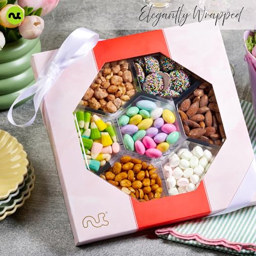 Candies & Mixed Nuts Gift Basket in Red & Gold Box