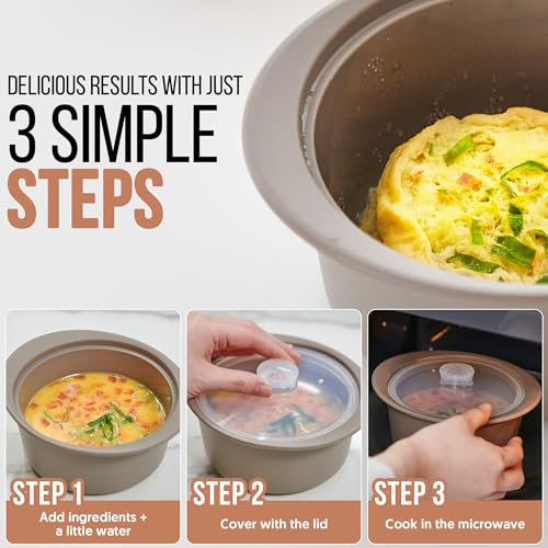 40oz Platinum Silicone Microwave Steamer Pot with Handle & Lid