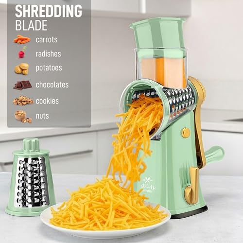 Rotary Cheese Grater Manual Hand Crank 5 Blade Shredder