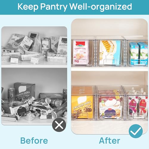 4 Pack Stackable Clear Pantry Storage Drawers (4 Count)