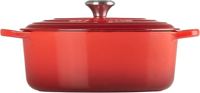 Le Creuset Enameled Cast Iron Signature Oval Dutch Oven, 5 qt, Cerise